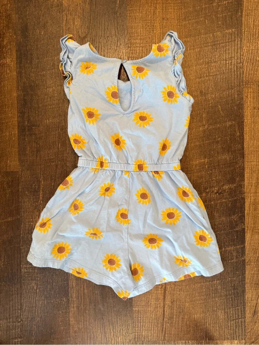 Old Navy girls sleeveless Light Blue Sunflower Print Romper
